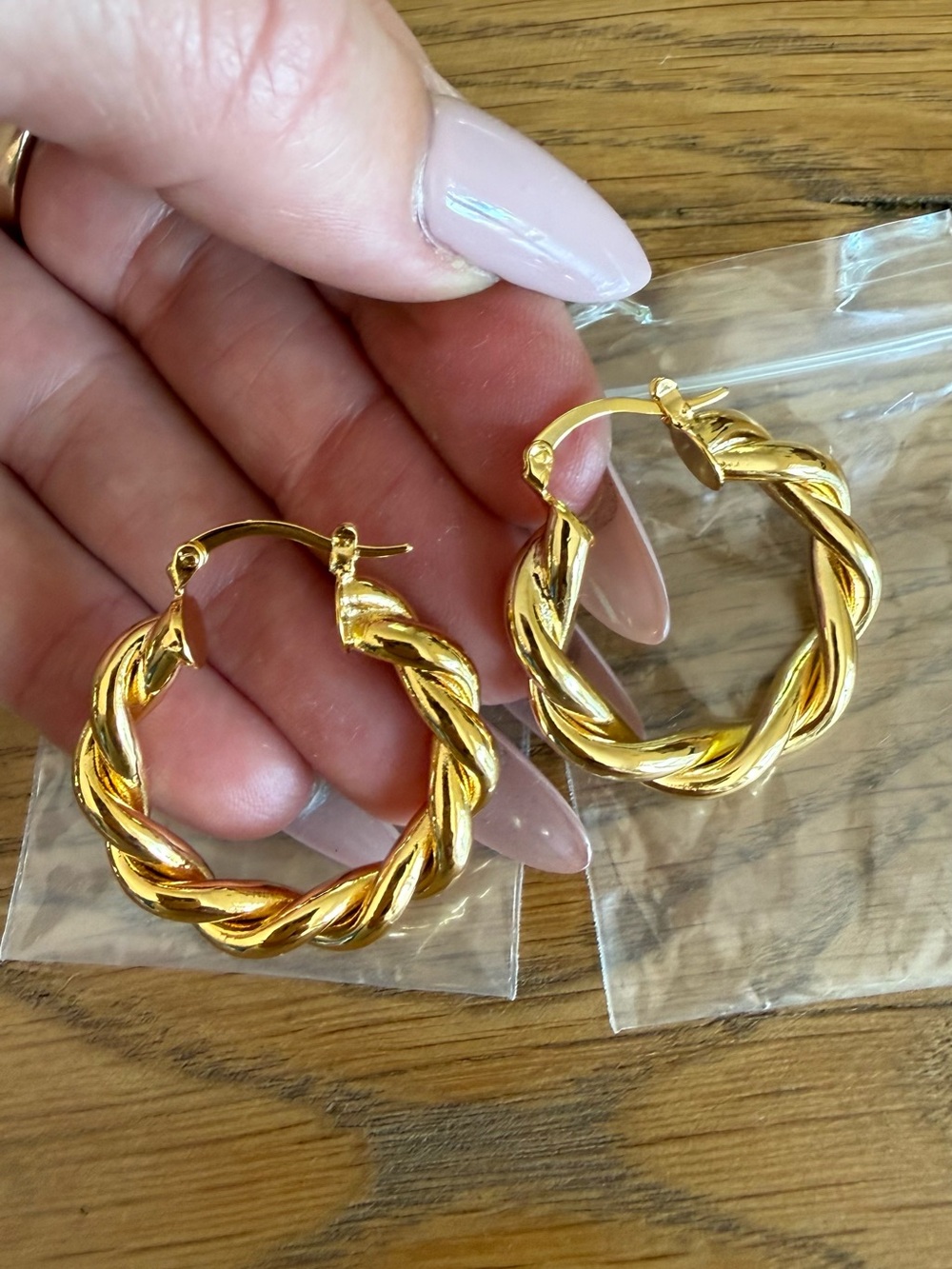 Gold Plated Twisted Hoop Earrings